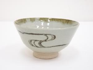 京焼　原知造　鉄絵流水文茶碗